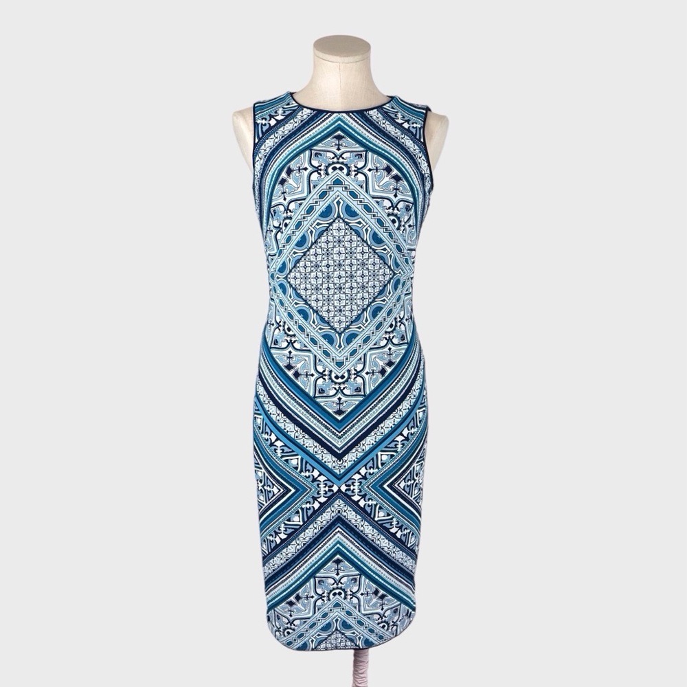 WHBM Reversible Scarf Print Sleeveless Sheath Dress